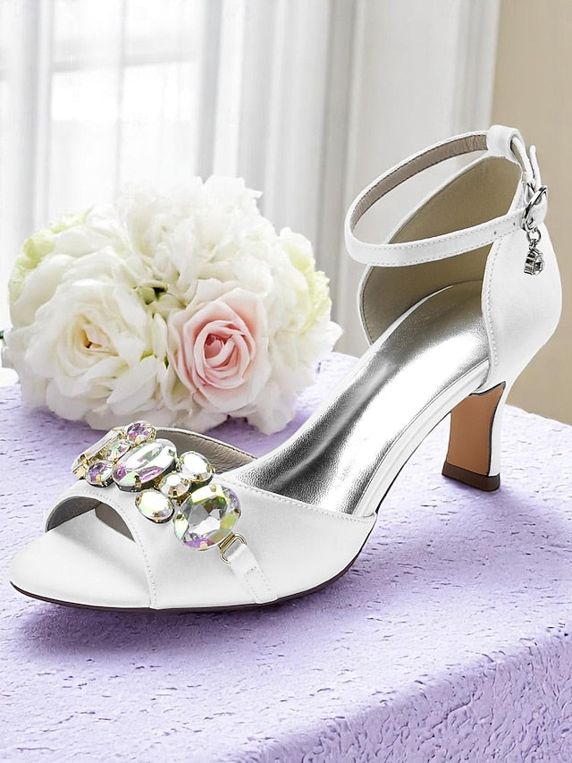 Black Open Strap Women's Toe Heels Ankle with and Satin