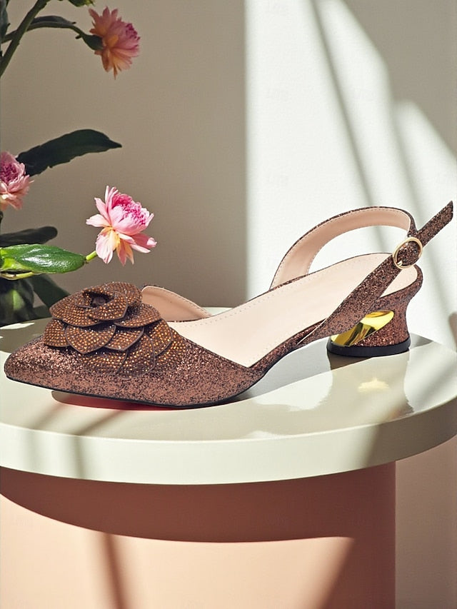 Slingback Matching Clutch Glitter Women's Heels Evening and