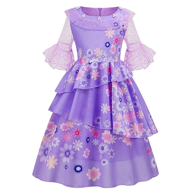 Encanto Fairytale Isabela Madrigal Girl Dress Flower Princess