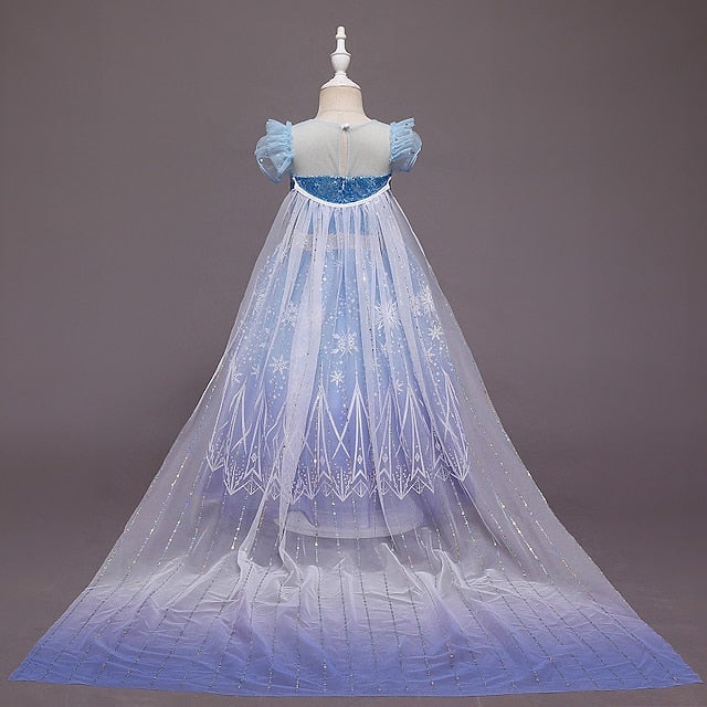 Cloak Elsa Set Tulle Princess Cape Dress Hooded With Crown