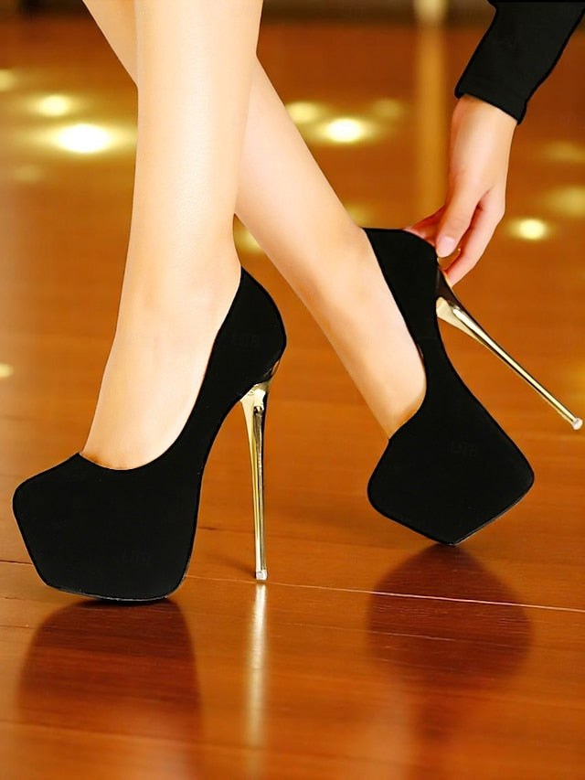 Metallic Red with Stiletto Suede Heels Women's and Platform