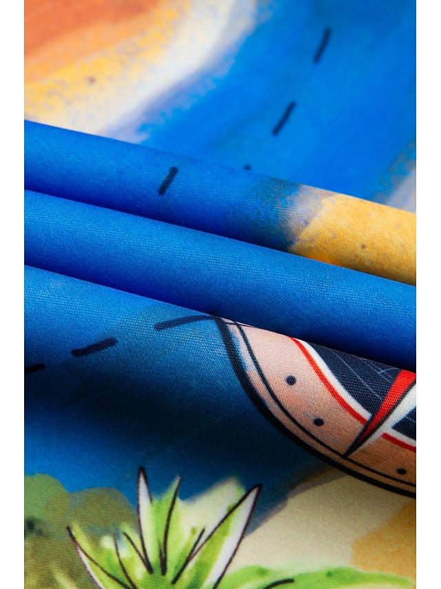 Satin Coastal Map Graphic Print Mini Dress