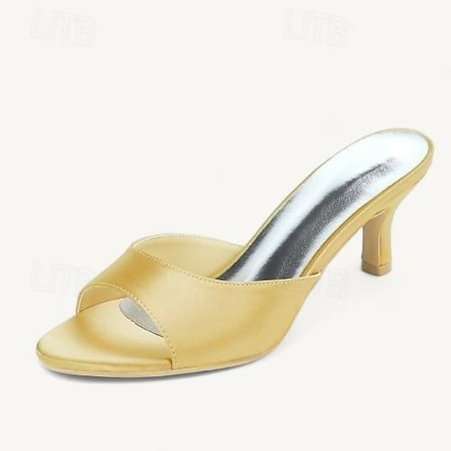 Wedding Women's Toe Kitten Shoes Open Heel Sandals