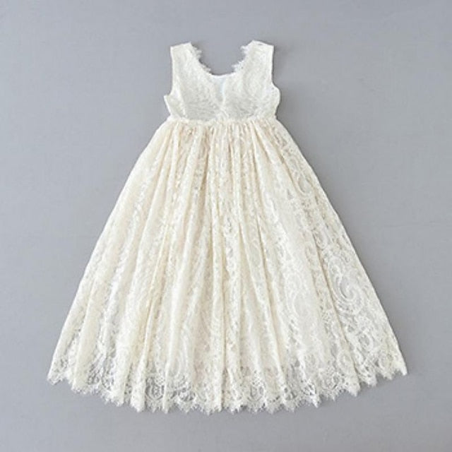 Girls' Colored Solid Party Kids Dress Sleeveless Wedding