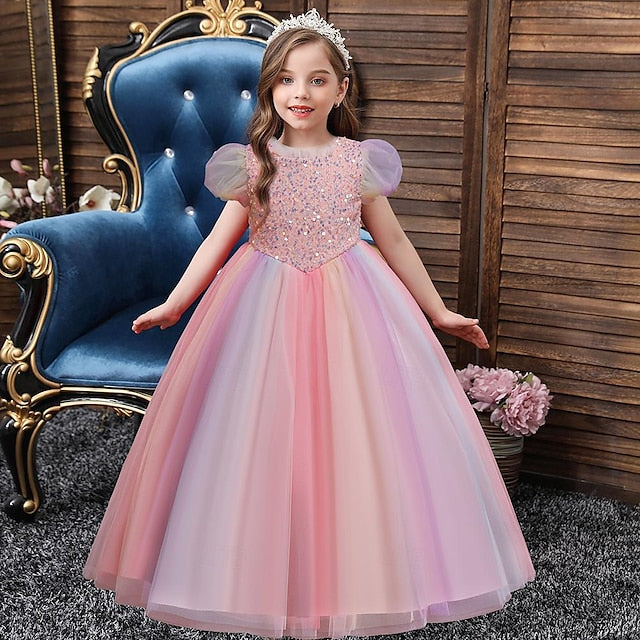 Girl Kids Sequin Party Flower Girls' Dress