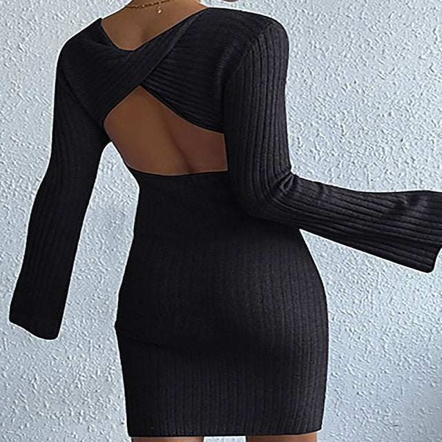 Women's Mini Dress Sweater Dress Bodycon Sheath Dress
