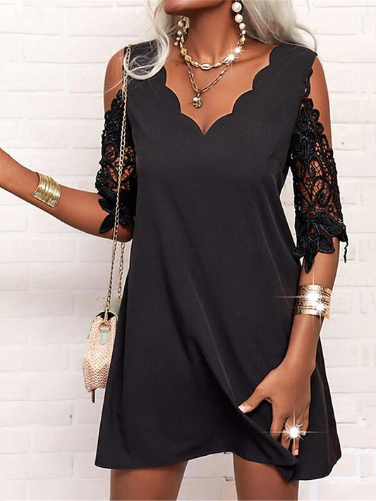 Women's Mini Dress Black Dress Lace Dress Casual Dress