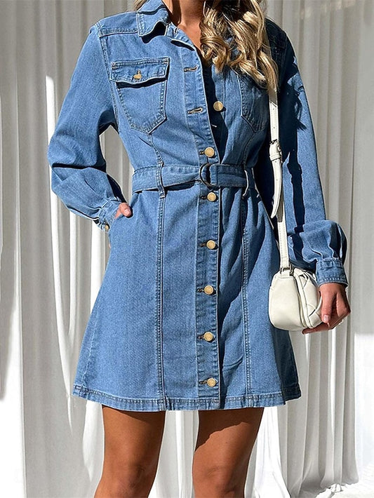 Women's Denim Dress Shirt Dress Mini Dress Date Vacation