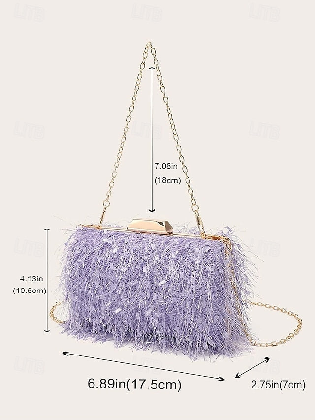 Clutch Feathered Women's Chain Evening Chic Strap with