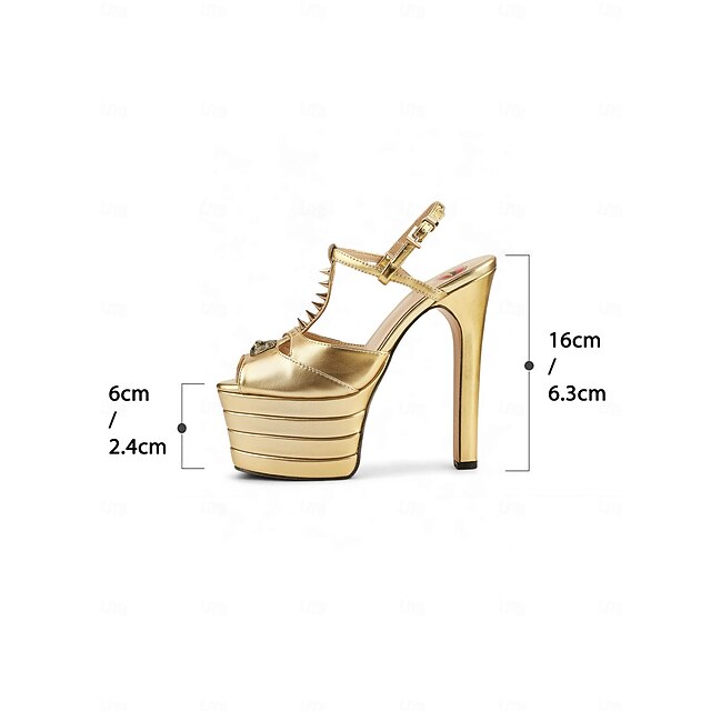and High Edgy Platform Metallic Gold Silver - Heels Women's