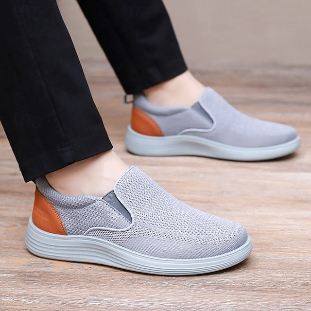 Sneakers Breathable Men's Stretch Navy – Slip-On Knit