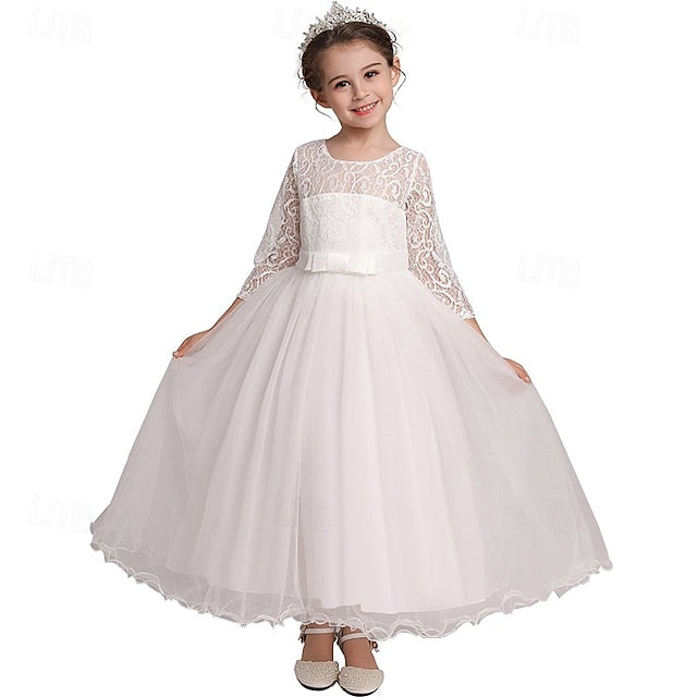 Dress Half Girl Kids Wedding Girls' Flower Sleeve