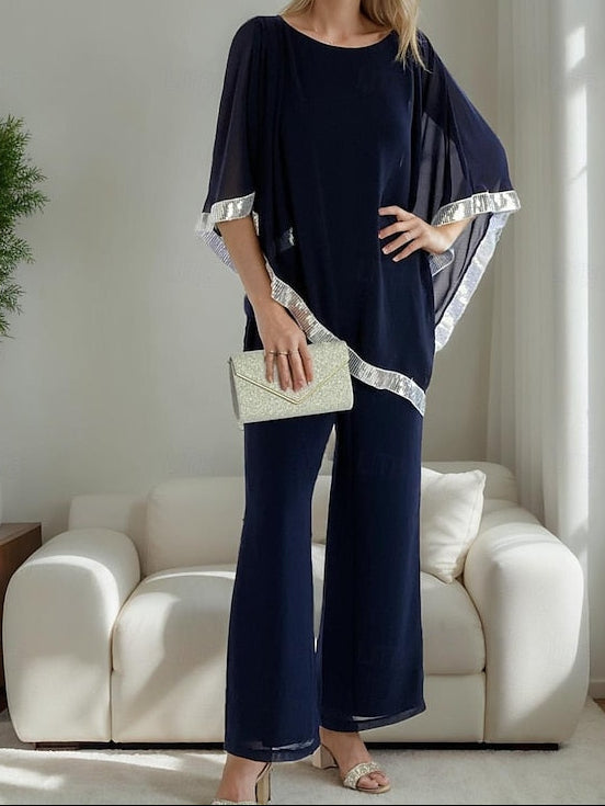 the Dress Pantsuit of Bride Two Elegant Mother Piece Simple