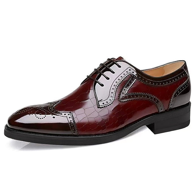 Burgundy Oxford with Shoes Men's Leather Patent Brogue