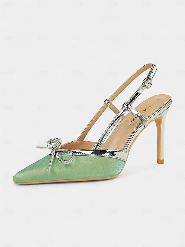 Pointed and Red Slingback - Heels Women's Stiletto Green