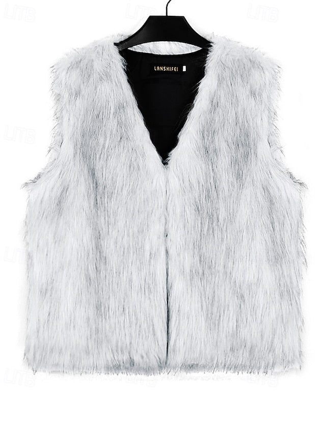 Furs Coat Faux Vest Leathers Comfortable Fur Women's