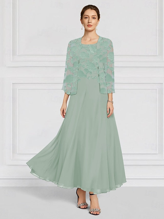 Out Mother the Bride Two A-Line Floral Piece Lace of SkyBurnt