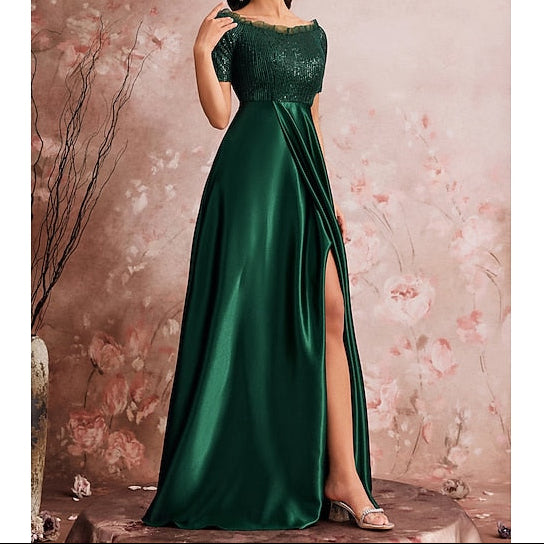 Evening Mother the Bride Dress Formal of A-Line Sparkle Gown