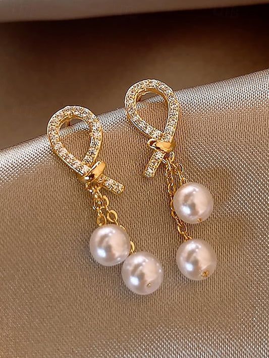 with rhinestone earrings imitation pearl teardrop Women's