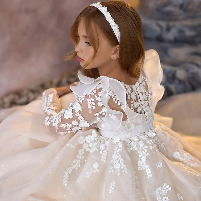 Color Dress Communion Solid Kids First Girls' Party