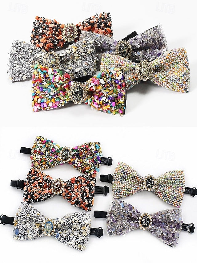 Adjustable Strap Luxury Bow Gemstone Men's Tie with –