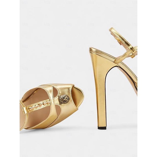 Women's Gold and Platform Silver Heels High - Metallic Edgy