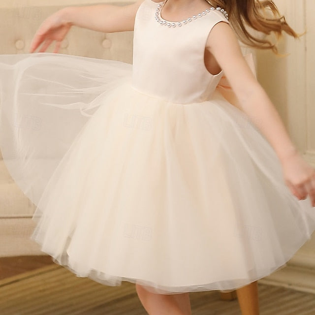 Wedding Sleeveless Party Color Kids Dress Solid Girls'