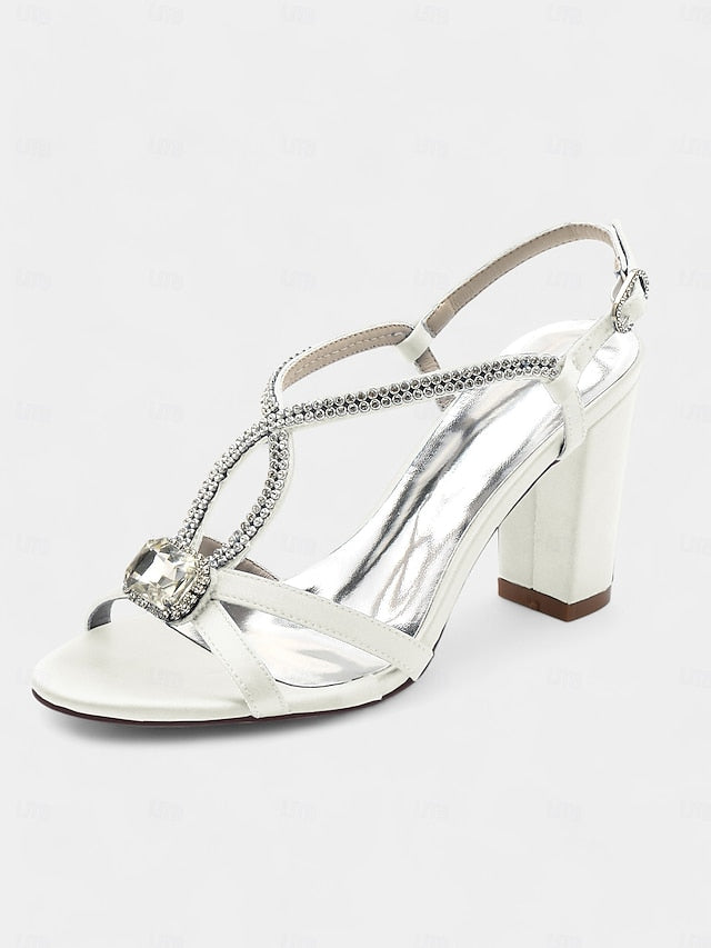 Blue Elegant – Royal Rhinestone Women's Satin Sandals