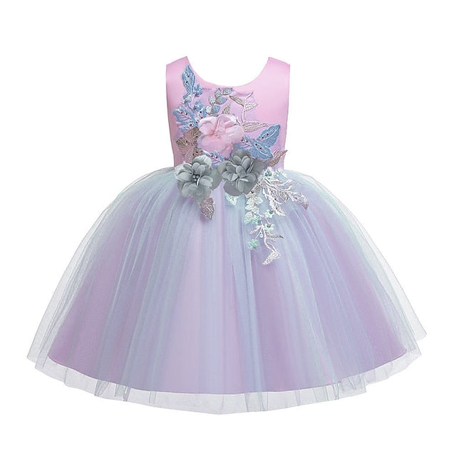 Blushing Blue Floral Purple Dress Girls' Party Lace Kids