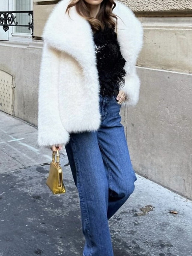 Leathers Fur Comfortable Warm Faux Women's Coat Furs