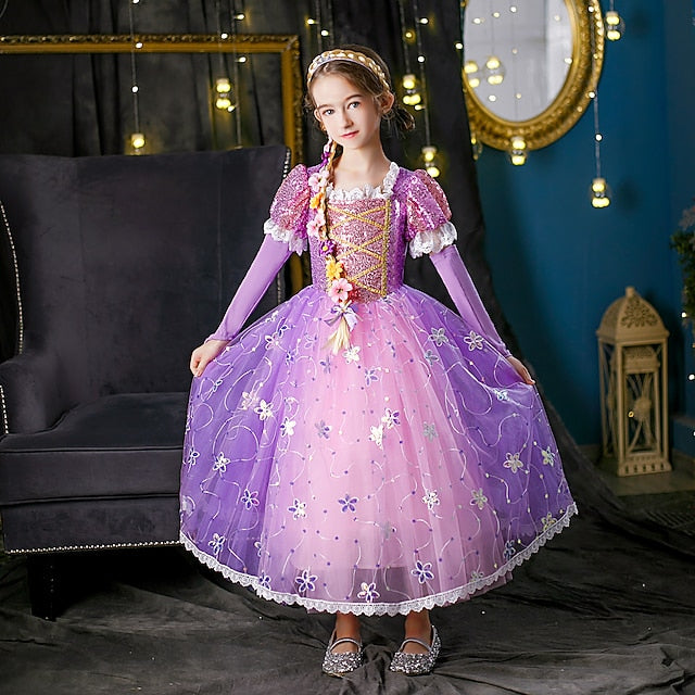 Cloak Dress Girl Flower Cosplay Rapunzel Princess