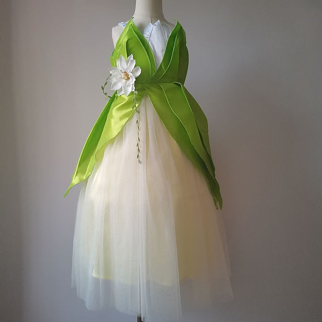 Tiana Bell Princess Theme Tinker Girl Dress Flower Fairytale