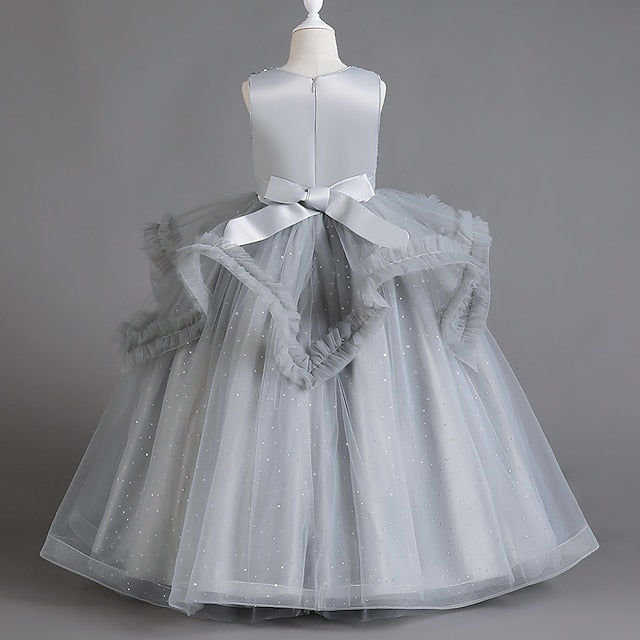 Party Color Solid Dress Sleeveless Kids Sequin Girls'