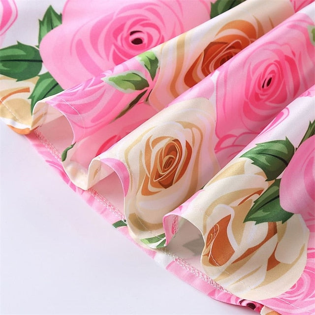 Kids Girls' Short Party Sleeve Dress Floral Flower