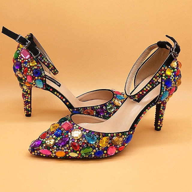Heel Women's Shoes High Rhinestone Multicolor Wedding with