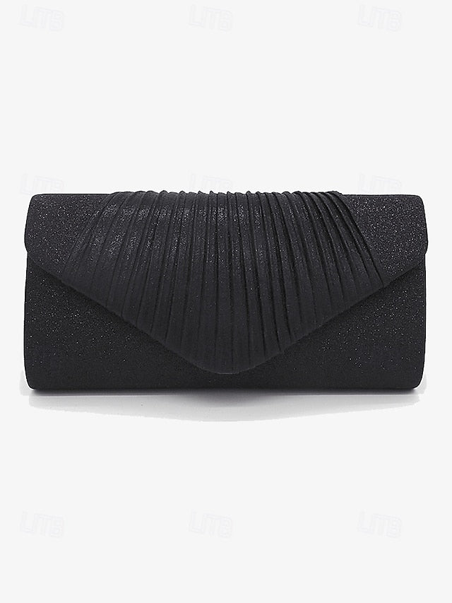 Evening Pleated with Design Champagne Bag Glitter – Clutch