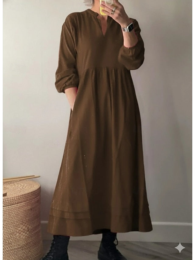 Women's Cotton Linen Maxi Dress Shift Dress A Line Dress
