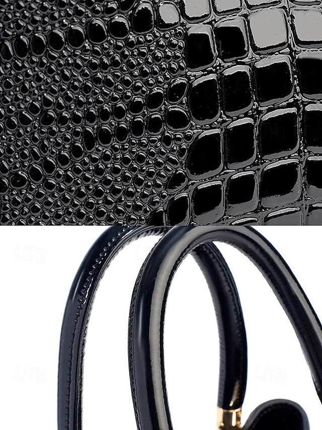 Elegant Croc-Embossed Faux Leather Handbag – Stylish Top