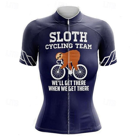 Women's Cycling Jersey Letter & Number Funny Sloth