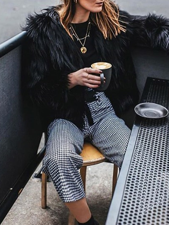 Faux Coat Warm Leathers Fur Women's Comfortable Furs