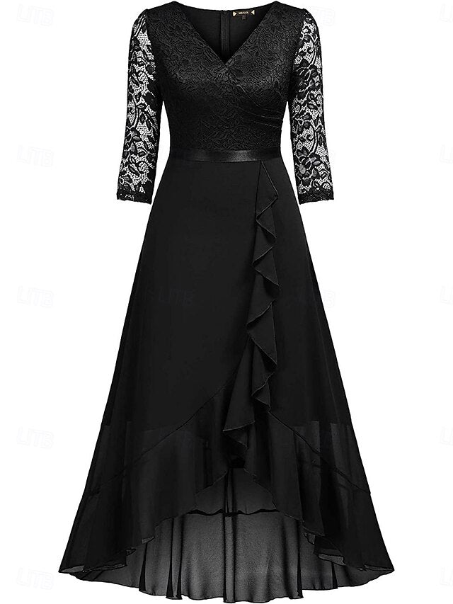 Women's Blue Black Summer Spring Fall Maxi Dress A Line