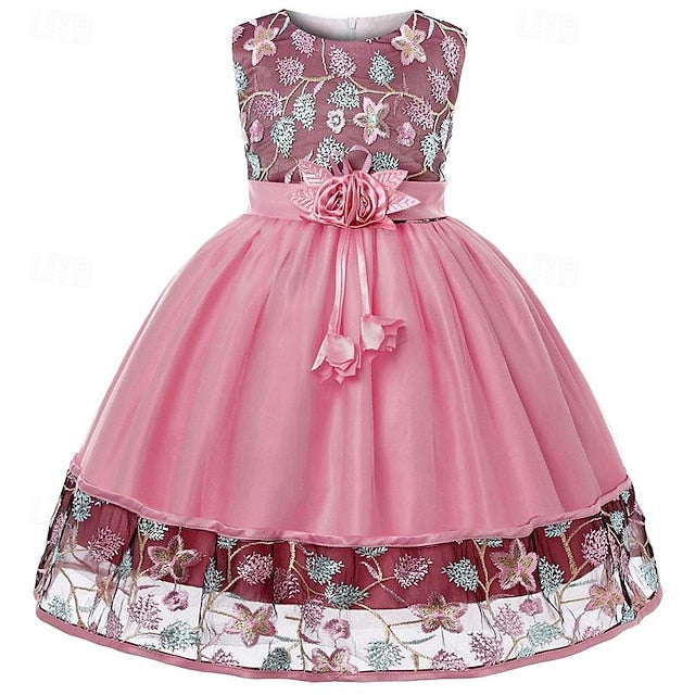 Girl Flower Dress Party Girls' Sleeveless 3D
