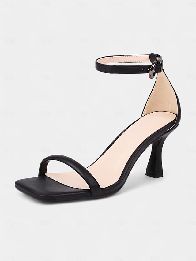 Minimalist Ankle Women Strap - Sandals for Green Sleek Mid-Heel
