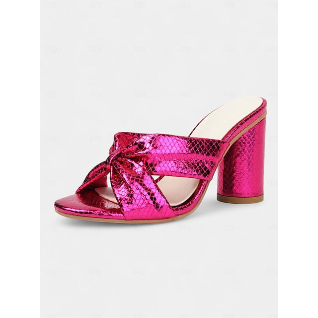 – Bow with Mules Metallic Design Women's Bridal Pink