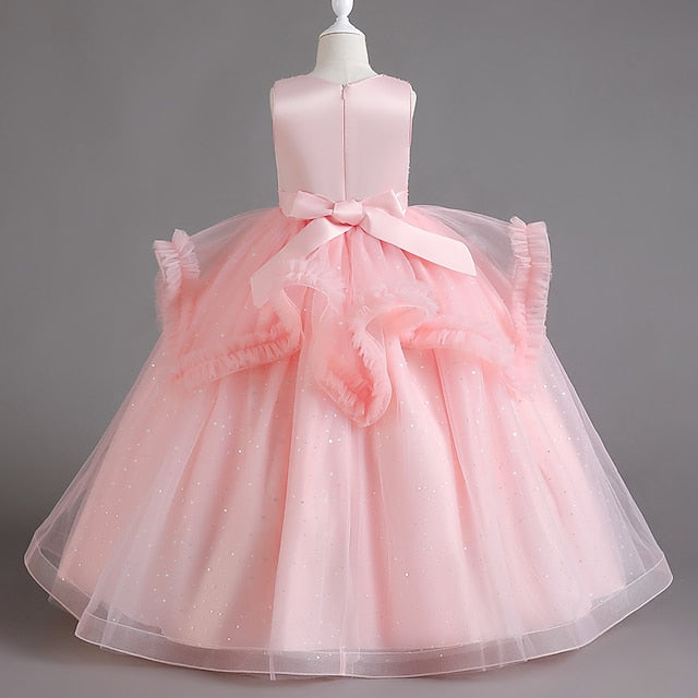 Party Color Solid Dress Sleeveless Kids Sequin Girls'