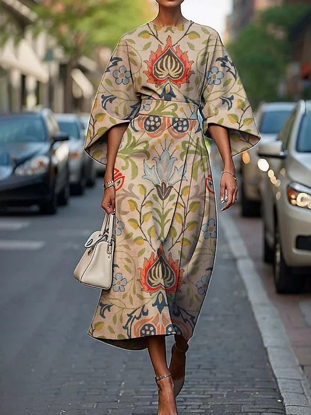 Women's Midi Dress Floral Dress Fashion Classic Modern