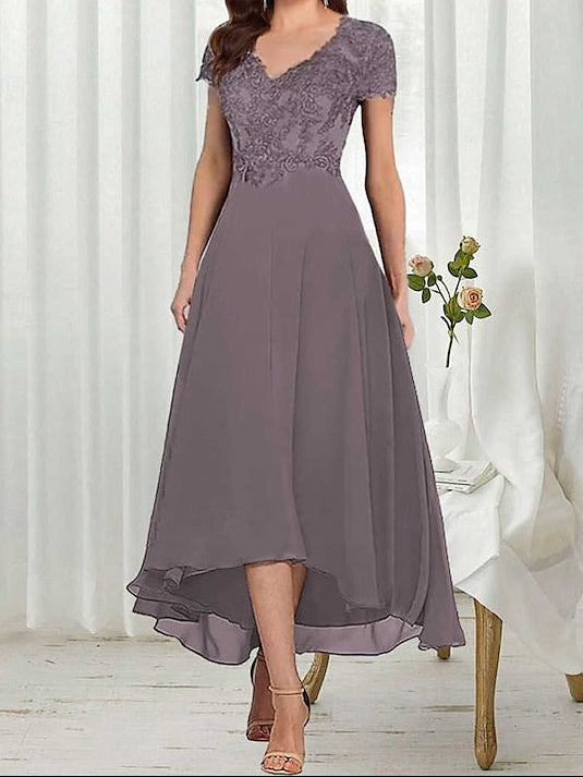 of Simple the Bride Neck Mother A-Line Dress V Elegant