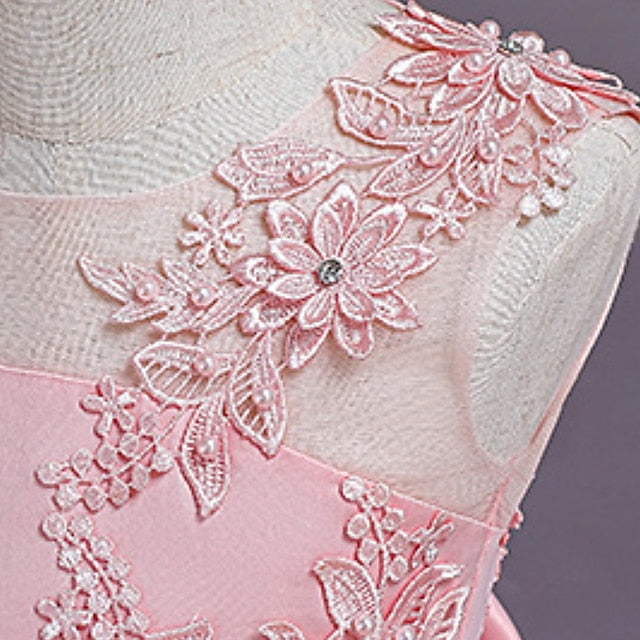 Solid Floral Colored Dress Line A Girls' Kids