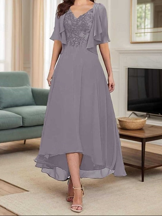of Simple the Bride Neck Mother A-Line Dress V Elegant