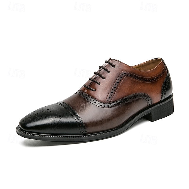 Wingtip Men's Leather Brown Black Shoes Faux – Oxford and